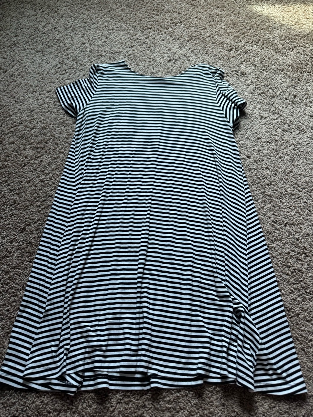 Black & White Striped Womans Dress - Casual Short Sleeve